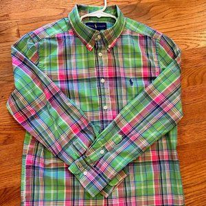 Ralph Lauren Button Down Shirt Green Pink Blue